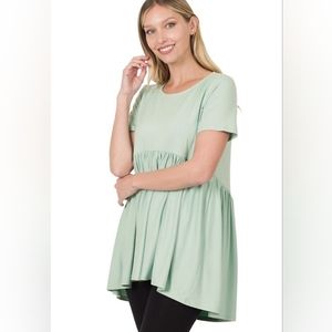 Green Top Short Sleeve Maternity Friendly